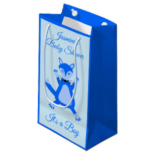 Petit Sac Cadeau Cute Blue Baby Boy Fox Baby shower personnalisé