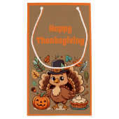 Petit Sac Cadeau Cute caricature Thanksgiving dinde et citrouille (Dos)
