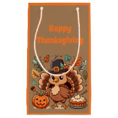 Petit Sac Cadeau Cute caricature Thanksgiving dinde et citrouille (Devant)