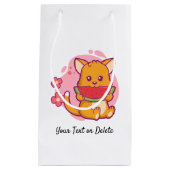 Petit Sac Cadeau Cute Chat Manger Watermelon | Kawaii (Devant)