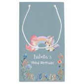 Petit Sac Cadeau Cute Dinosaur Unicorn arc-en-ciel Fleur anniversai (Dos)
