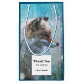 Petit Sac Cadeau Cute Furry Fox sur Blue Grunge Arrière - plan Merc (Dos)