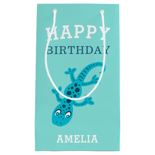 Petit Sac Cadeau Cute Gecko Lizard Blue Boy Anniversaire de enfant (Devant)