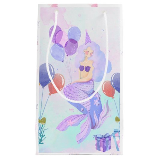 Petit Sac Cadeau Cute Mermaid Birthday Party (Devant)