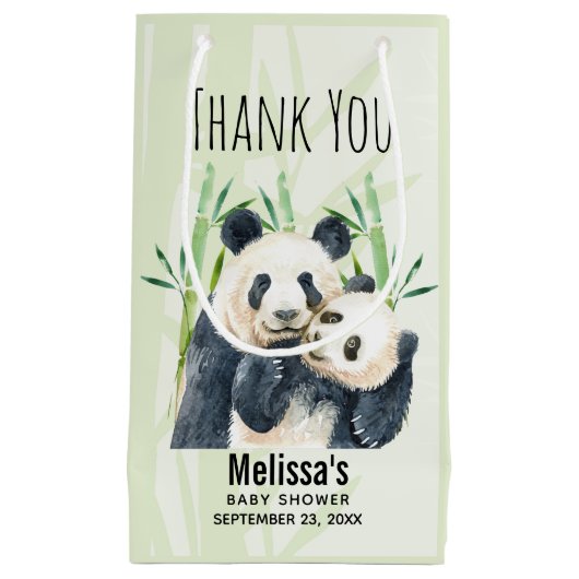 Petit Sac Cadeau Cute Panda Ours Cuddin Baby shower d'aquarelle (Devant)