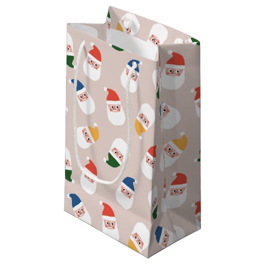 Petit Sac Cadeau Cute Père Noël fait face au Motif de Noël (Devant Angle)