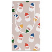 Petit Sac Cadeau Cute Père Noël fait face au Motif de Noël (Devant)