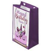 Petit Sac Cadeau Cute Violet Unicorn Corne Anniversaire Gâteau (Devant Angle)