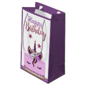 Petit Sac Cadeau Cute Violet Unicorn Corne Anniversaire Gâteau (Dos Angle)