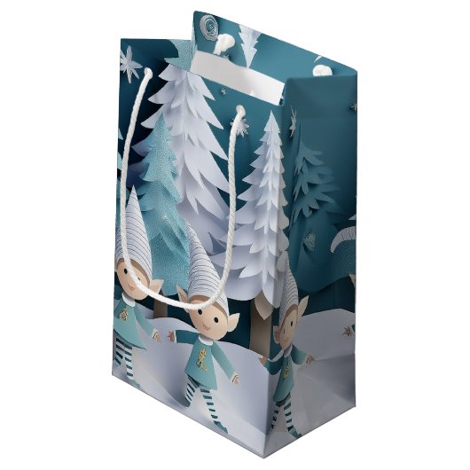 Petit Sac Cadeau Cutout Elves in the Snow Christmas (Dos Angle)