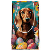Petit Sac Cadeau Dachshund Bonne Pâques (Devant)