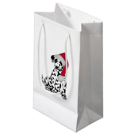 Petit Sac Cadeau Dalmatie de Noël (Devant Angle)