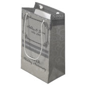 Petit Sac Cadeau Damas Et Diamants Gris (Devant Angle)