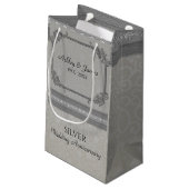 Petit Sac Cadeau Damas Et Diamants Gris (Dos Angle)