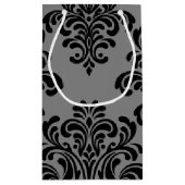 Petit Sac Cadeau Damas noir sur Motif gris (Dos)