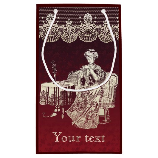 Petit Sac Cadeau dame boit du thé (Dos)