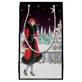 Petit Sac Cadeau Dame de Noël rétro Art déco (Devant)
