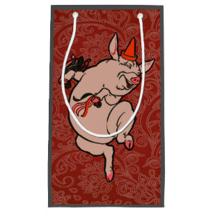 Petit Sac Cadeau Dancing Pig Antique Cute Danseuse