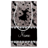 Petit Sac Cadeau Danse de salon argentée nommée faite sur commande (Devant)