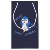 Petit Sac Cadeau Danse mignonne comme un joyeux pingouin bleu (Dos)