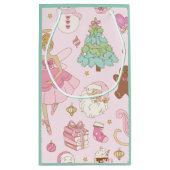 Petit Sac Cadeau Danseuse de ballet et Père Noël de Noël pastel ros (Dos)