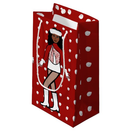 Petit Sac Cadeau Danseuse de neige Rouge (Devant Angle)