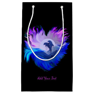 Petit Sac Cadeau Dauphins au clair de lune, Coeur, Ajouter votre te