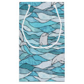 Petit Sac Cadeau Dauphins de verre tendu de l'océan bleu (Dos)