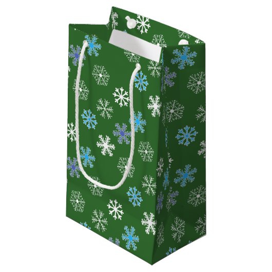 Petit sac cadeau de flocon de neige vert (Devant Angle)
