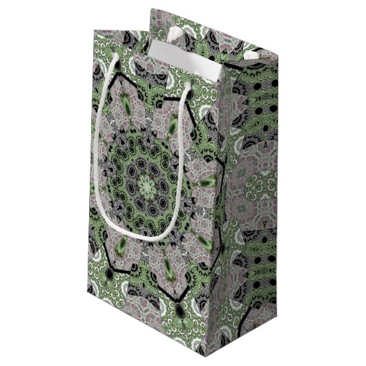 Petit Sac Cadeau Déco noir gris vert gris abstrait (Dos Angle)