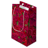 Petit Sac Cadeau Deep Red Rose Pattern I Love You With Custom Name (Dos Angle)