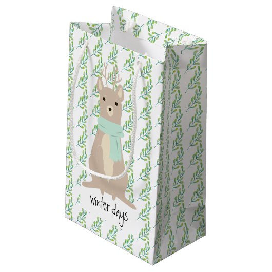 Petit Sac Cadeau Deer Wearing A Green Scarf (Dos Angle)