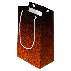 Petit Sac Cadeau Dégradé de Parties scintillant noire et orange tom