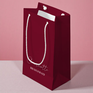 Petit Sac Cadeau Demoiselle d'honneur | Minimaliste Script Bourgogn