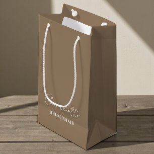Petit Sac Cadeau Demoiselle d'honneur Naturel Script Minimaliste
