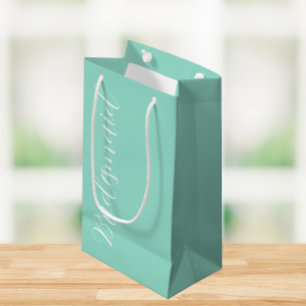 Petit Sac Cadeau Demoiselle d'honneur Seafoam écriture stylisée Mar