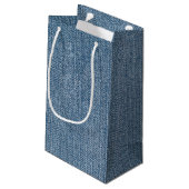 Petit Sac Cadeau Denim en cuir fait sur commande de blue-jean (Dos Angle)