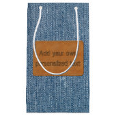 Petit Sac Cadeau Denim en cuir fait sur commande de blue-jean (Devant)