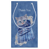 Petit Sac Cadeau Denim Jean poches, chatons et dentelle (Dos)