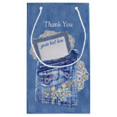 Petit Sac Cadeau Denim Jean poches et dentelle (Dos)