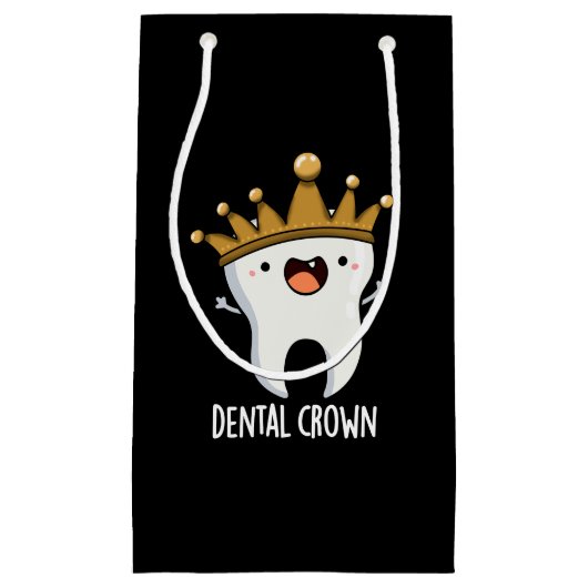 Petit Sac Cadeau Dental Crown Funny Dot Pun Dark BG (Devant)