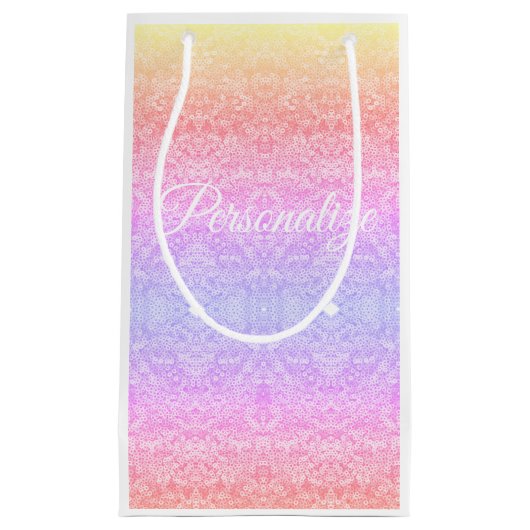 Petit Sac Cadeau Dentelle séquentielle dégradé motif or rose violet (Devant)