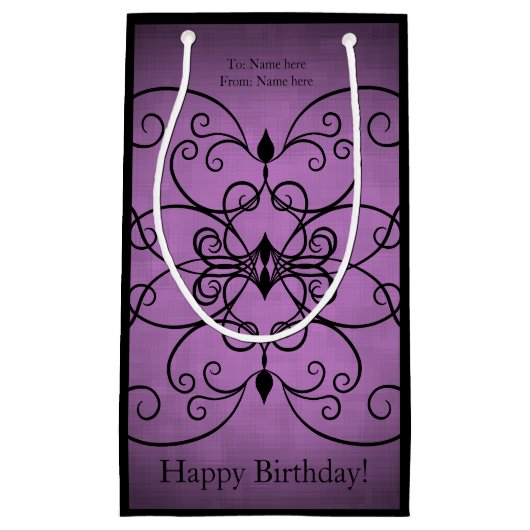 Petit Sac Cadeau Design noir pourpre (Devant)
