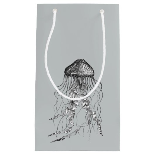 Petit Sac Cadeau Dessin crayon noir et blanc de méduse (Devant)
