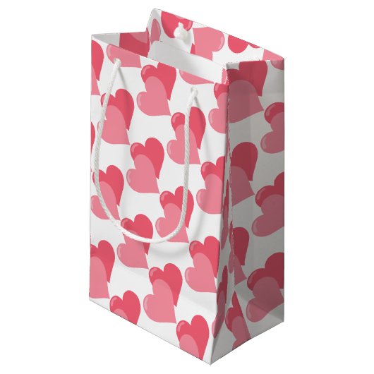 Petit Sac Cadeau Deux Coeurs roses (Devant Angle)