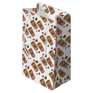 Petit Sac Cadeau deux tasses de café avec des coeurs d'amour