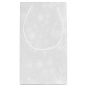 Petit Sac Cadeau Diamante Snowflake & Blue Ribbon Mariage d'hiver (Dos)