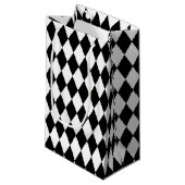 Petit Sac Cadeau Diamants Noir Et Blanc (Devant Angle)