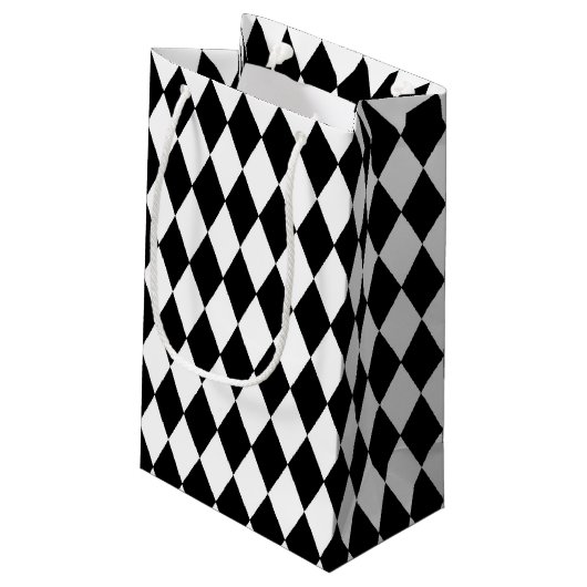 Petit Sac Cadeau Diamants Noir Et Blanc (Dos Angle)