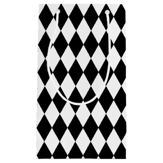 Petit Sac Cadeau Diamants Noir Et Blanc (Devant)